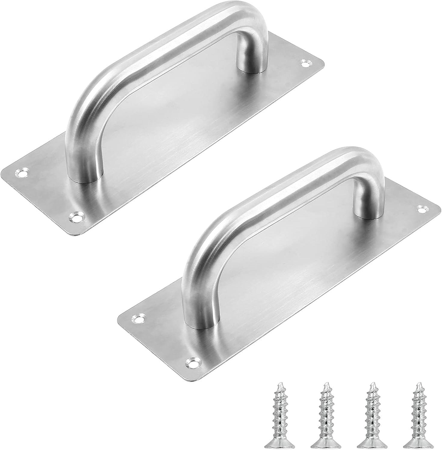Jiozermi 2 Pcs Door Handle Pull, Stainless Steel Gate Door Handles, Commercial Door Handle Plate for Mark Restaurant Bar Business Place, 7.9" x 2.56"