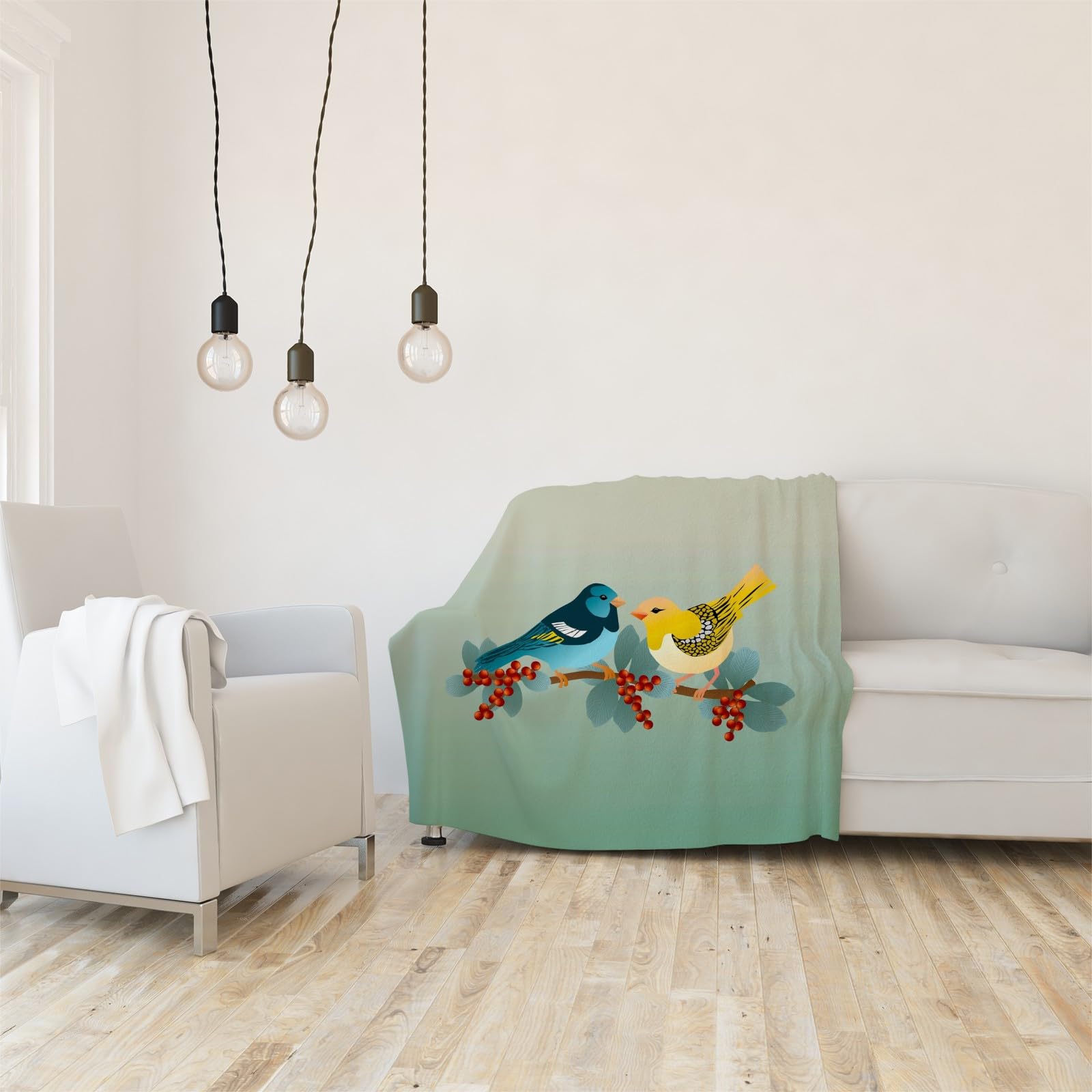 Koc z czerwonymi owocami kocyki dla ptaków koc na łóżko pojedyncze ciepło miękki koc na sofę flanelowy 180 x 200 cm na wszystkie pory roku