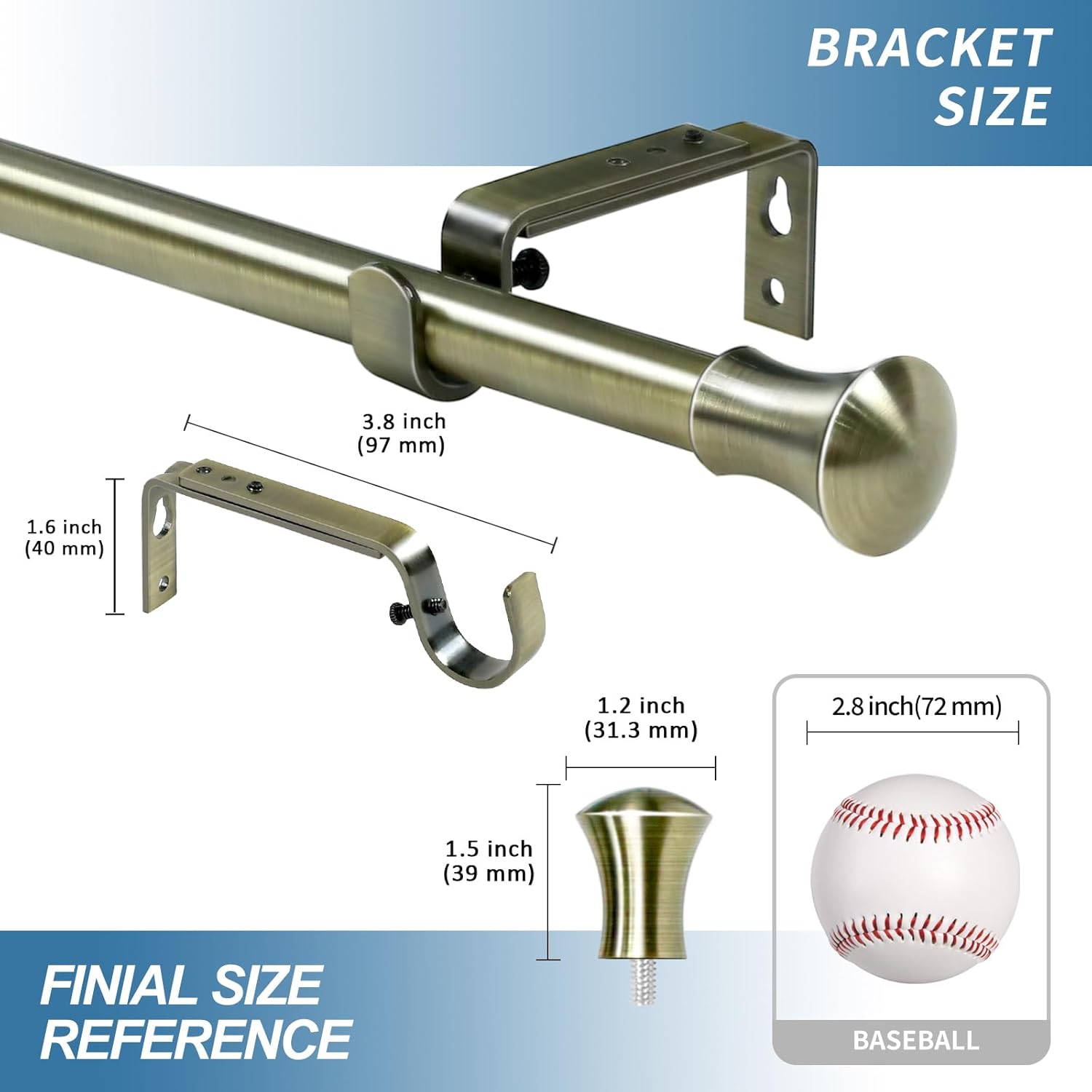 Urbanest Adjustable Buckingham Drapery Rod, 48"-84", Antique Brass