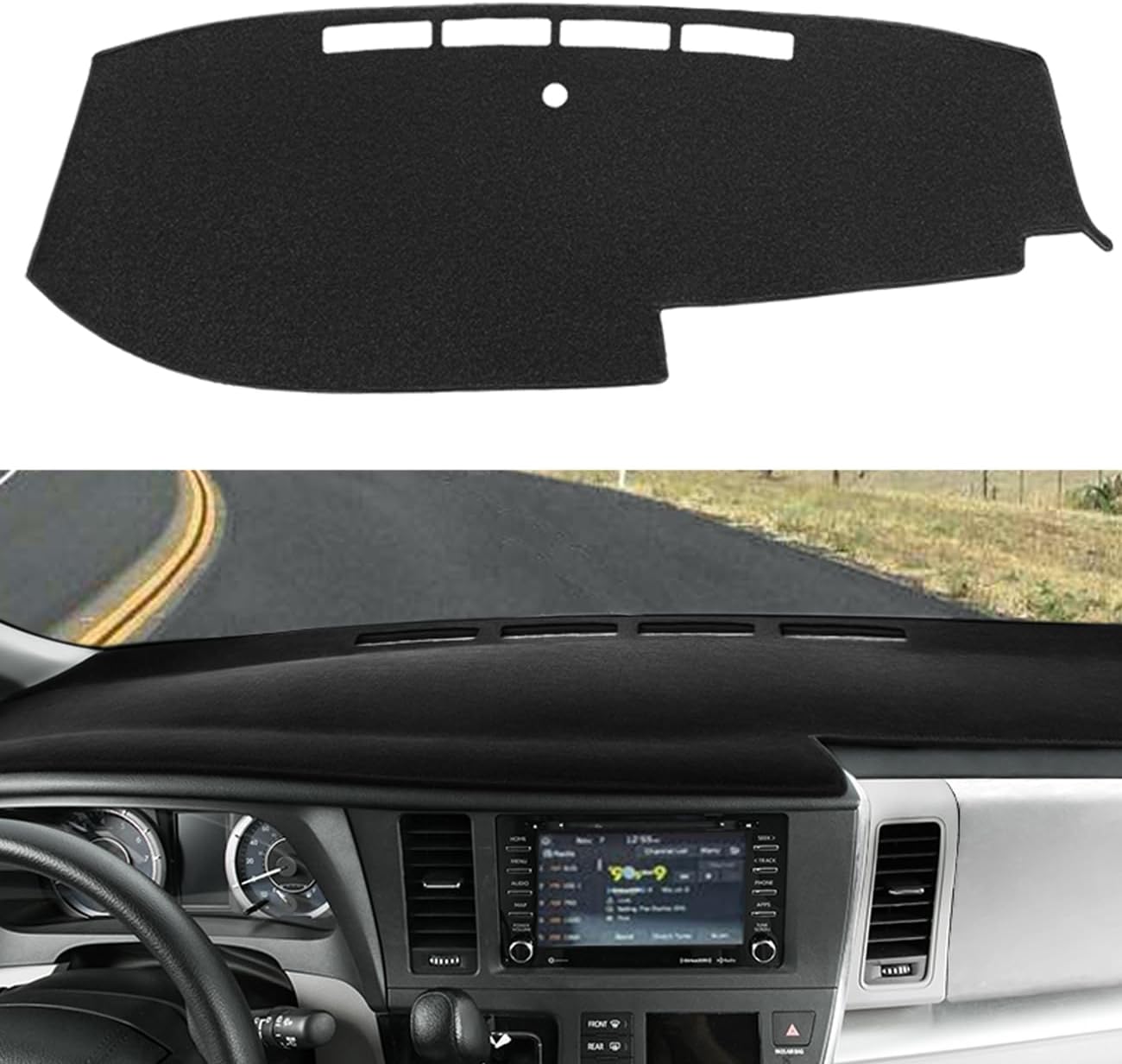Dash Cover Mat Custom Fit for Toyota Sienna 2015-2020, Dashboard Cover Pad Carpet Protector (Black) F151 15-20 Black