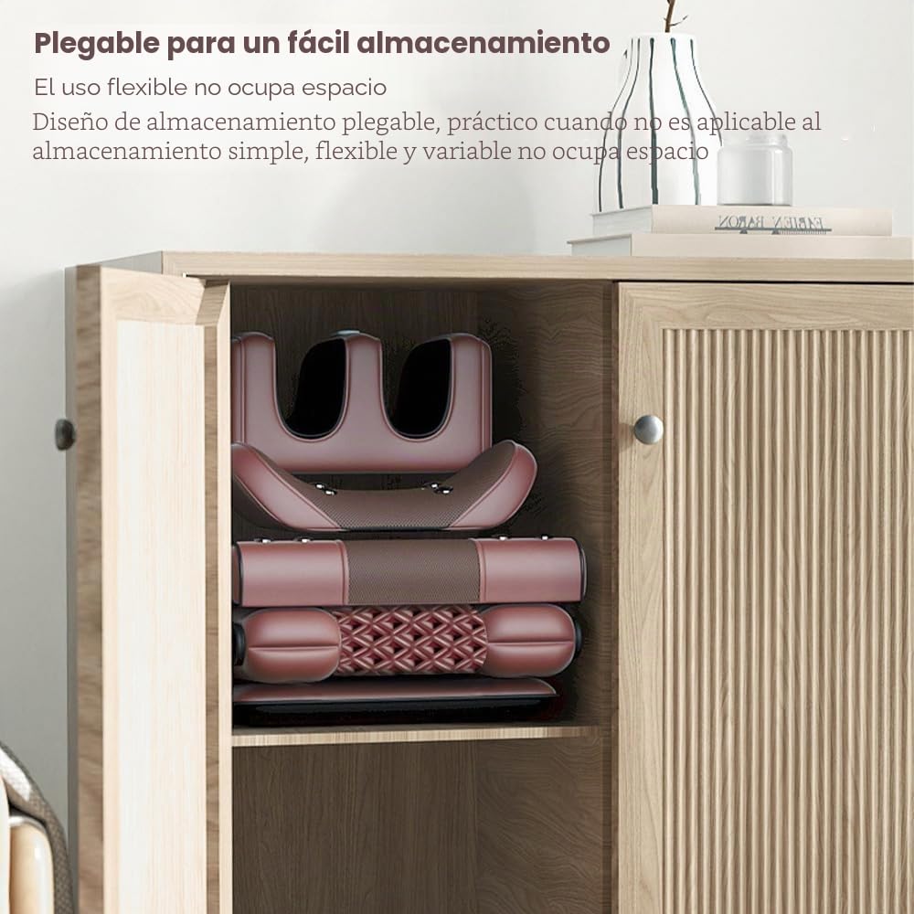 Eznaobo Shiatsu - Esterilla De Masaje Eléctrica Con Función Calor, 3 Niveles Intensidad, 5 Modos, 10 Patrones Vibración, Estiramiento Presión Aire, Pies, Cuello Y Espalda