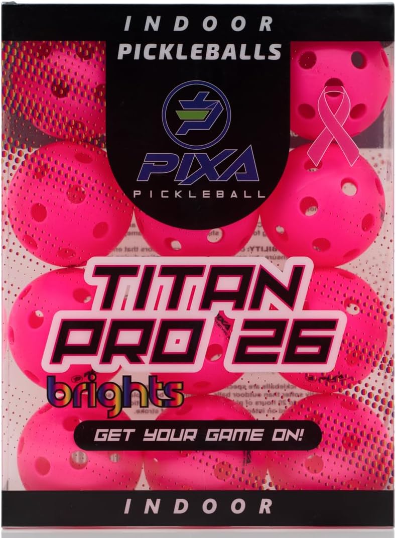 PIXA Titan Pro 26 Indoor Pickleball - USAPA Approved, Durable Indoor Pickleballs, Consistent Bounce, Smooth Flight, Ideal for Competitive Play- Packs of 3, 6, 12, 50