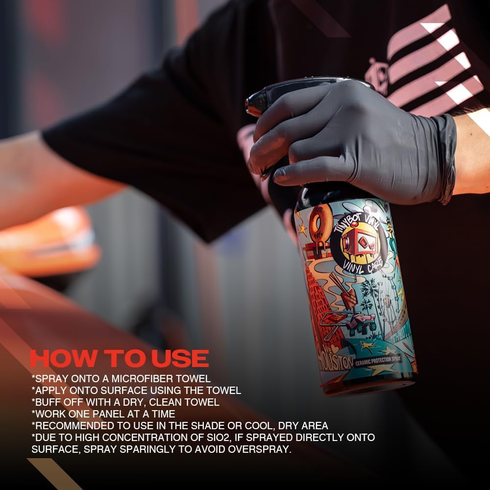 Tinybot Ceramic Coating Spray - Hydrophobic - Safe for Paint, Gloss Vinyl Wraps, Paint Protection Film, Graphics, OEM Car, Boat, RV Truck - 13.5 oz