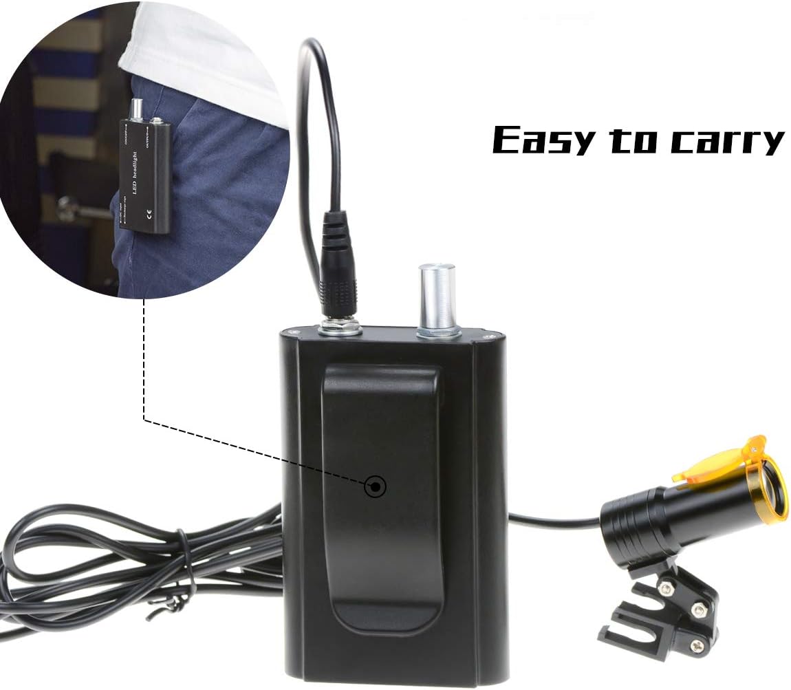 Rigoberto Waist Hanging Style 5W Portable LED Headlight HeadLamp Filter with 3.5×420mm Working Distance Surgical Medical Binocular Loupes Aluminum Box (Black)