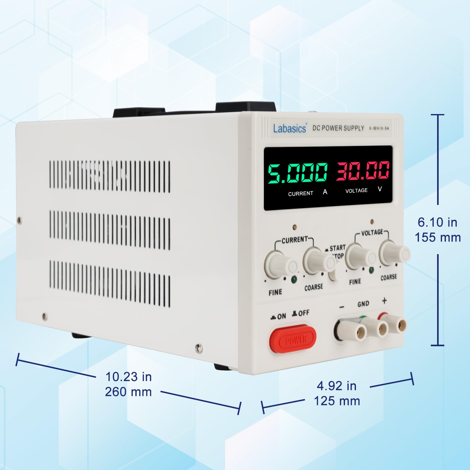 Labasics Digitales Gleichstromnetzteil, 30V/5A Einstellbares Einzel-Ausgangsschaltnetzteil für Labor- und Bench-Testforschung (30V-5A)