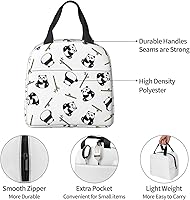 Vista 6 de Bolsa de almuerzo con diseño de oso panda y bambú para mujeres y hombres, con bonito estampado de panda, contenedor aislado con bolsillo frontal