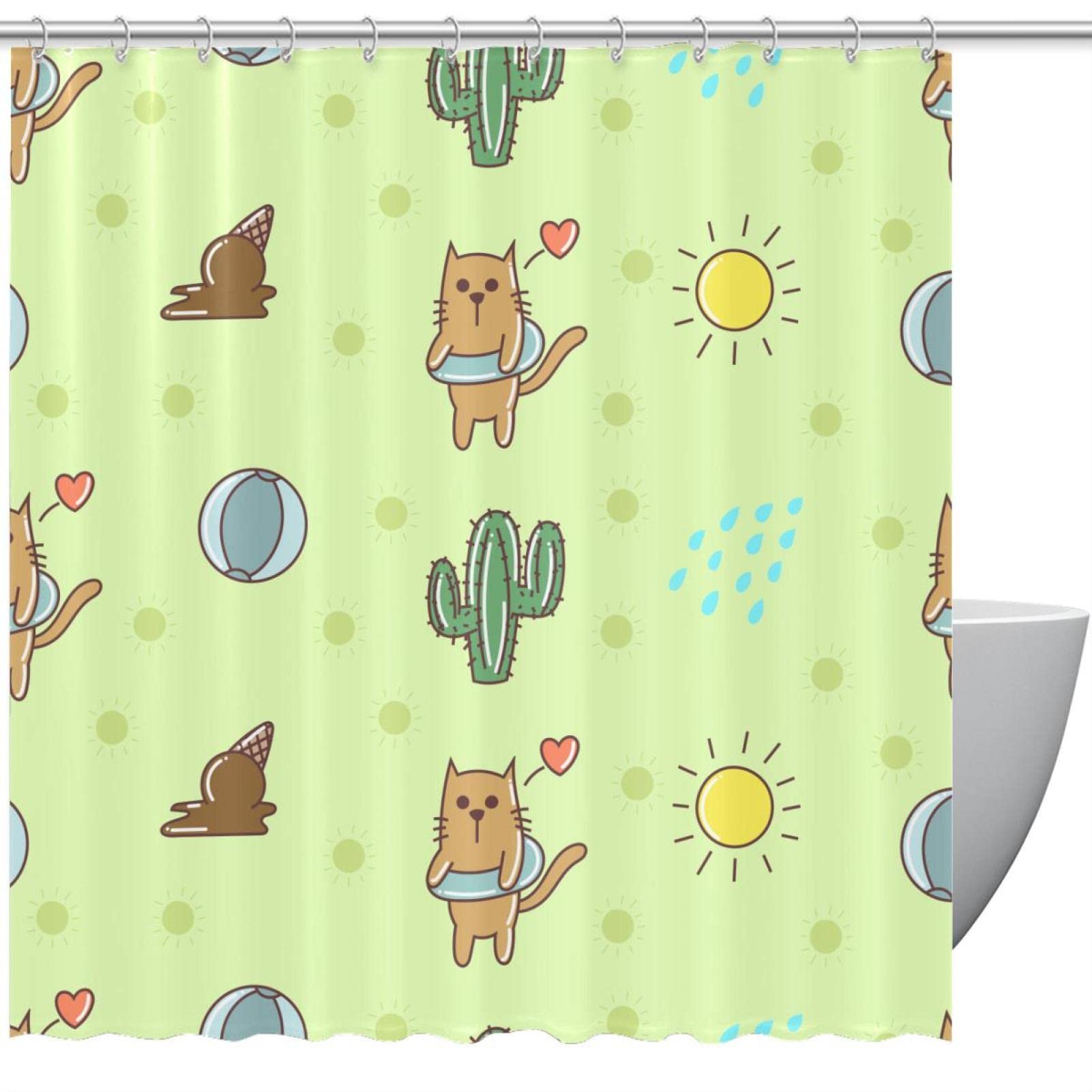 Rideau de douche chat sans odeur, protection saine pour baignoire 60x72
