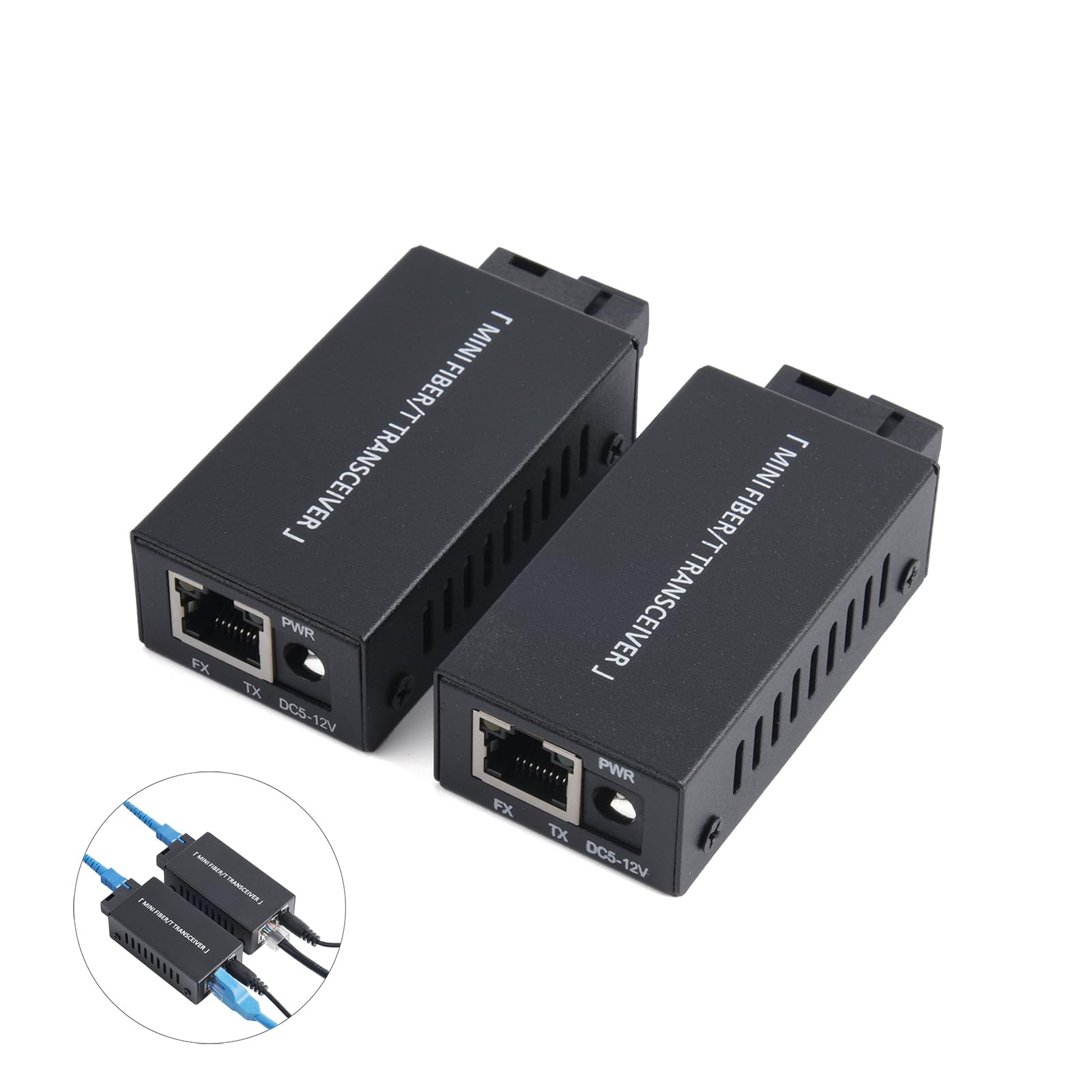 1 para mini Gigabit Fiber Optical Media Converter - 100/1000 Mbps Optic Transceiver SC to RJ45 Ethernet Switch, zasięg 20 km z zasilaczem