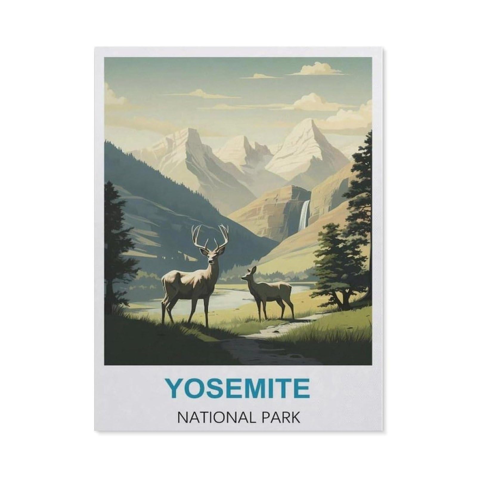 BEAYODKP Yosemite National Park Vintage Travel Posters，Diamond Art Kits for Adults and Kids, Full Drill Round Rhinestone Paint with Diamonds（30 x 40 cm/11.81 x 15.74 inches）-CB81