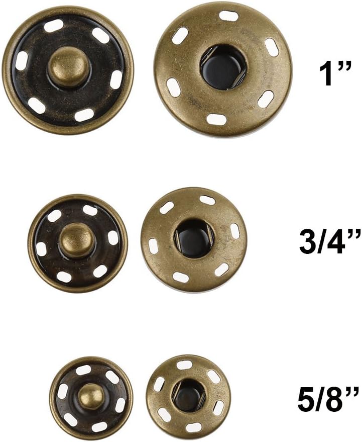 Cotowin Sew-On Snaps, Bronze Press Buttons, Pack of 10, 15mm
