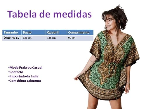 Bata Kaftan Indiana Longuete Saída De Praia Plus Size (Verde)