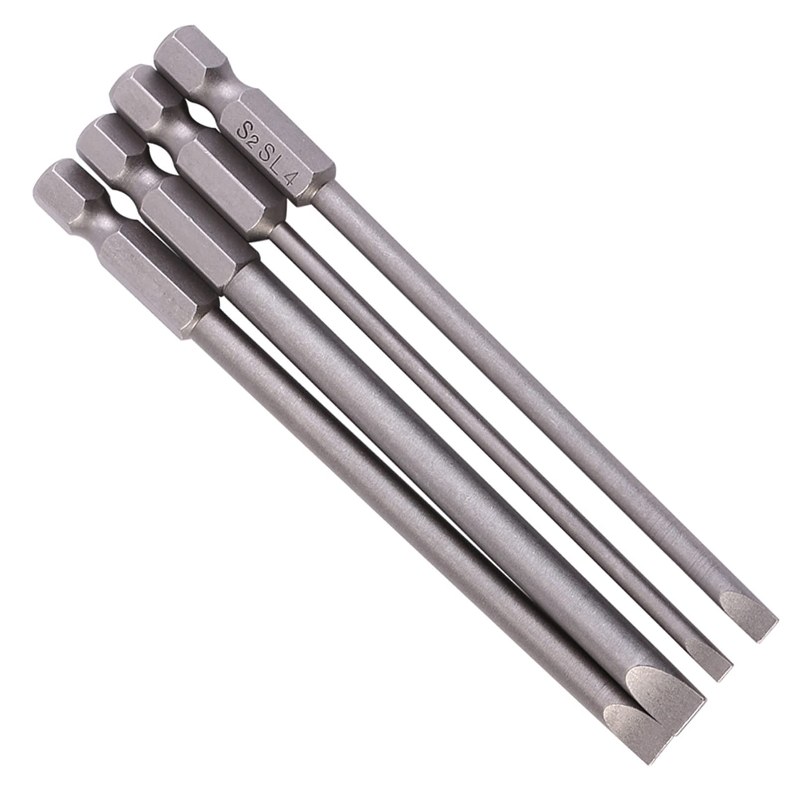 Kraftform Kompakt, KIMISS Screwdriver Bit Set Impact Power Tool Bit Set 100mm S2 1/4" Hex Shank 3mm-6mm 4pcs Bit Set on Clip Alloy Steel Magnetic Slotted Impact Driver Bit Set