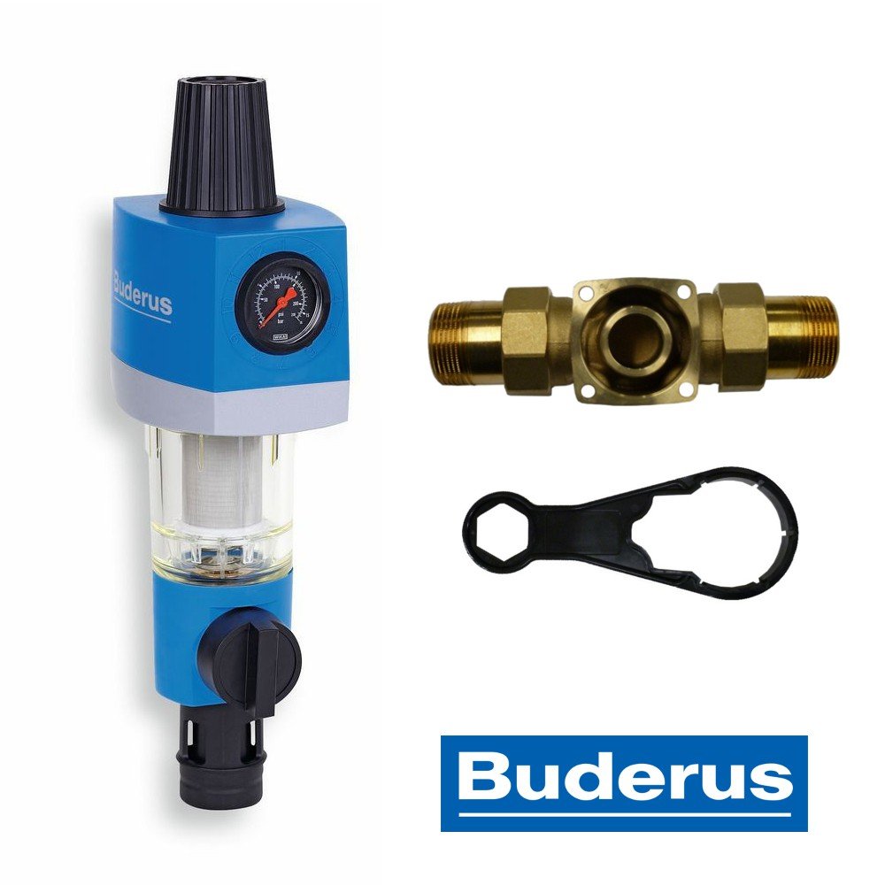 Buderus Hauswasserfilter Logafix mit Rückspülfilter und Druckminderer, 1 Zoll Anschluss, 1 Stück