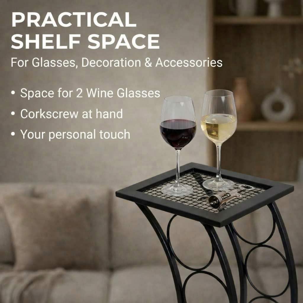 DanDiBo Weinregal Metall Schwarz Stehend Flaschenregal Schmal 80 cm Elegance Weinständer Flaschenhalter Wine Rack Modern