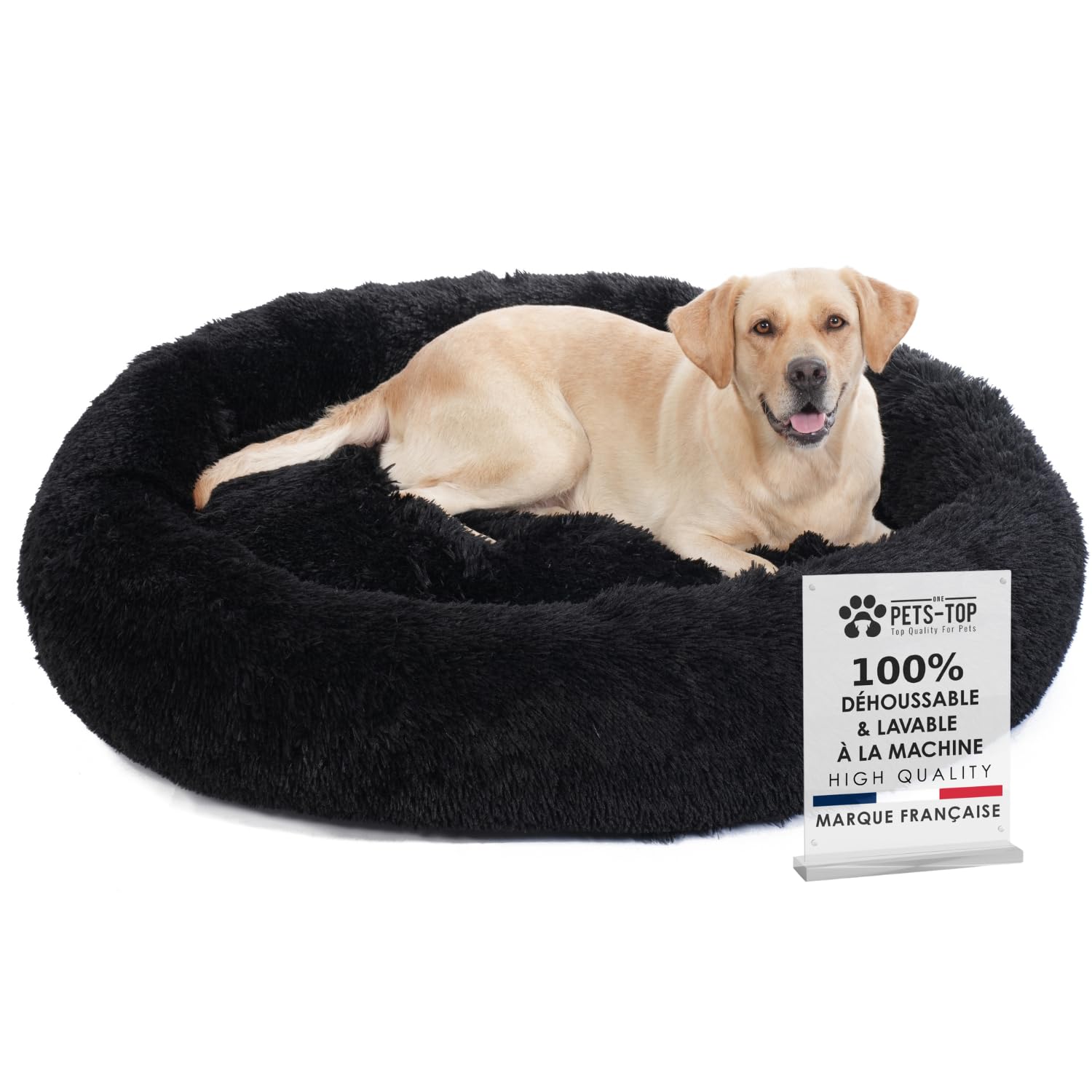 Panier chien XXL One PETS-TOP : dodo donut haut de gamme noir grand confort