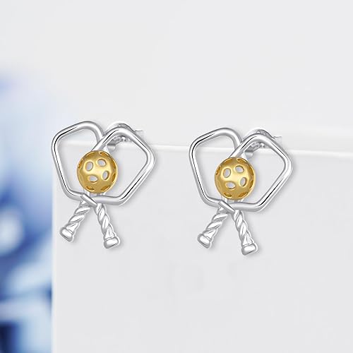 Miniatura 3 de Aretes de béisbolpickleballbaloncestovoleibolsofbolfútbolbolos S925 de plata esterlina, aretes deportivos para mujeres, joyería deportiva, regalos