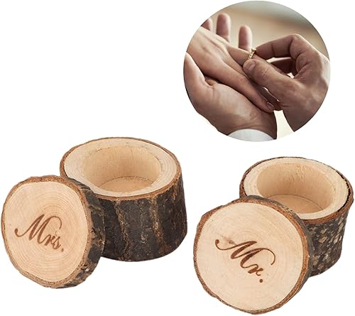 AUNMAS Caja de recuerdos de boda, baúl de almacenamiento de memoria de madera para joyas, anillos, regalo rústico grabado para aniversario,