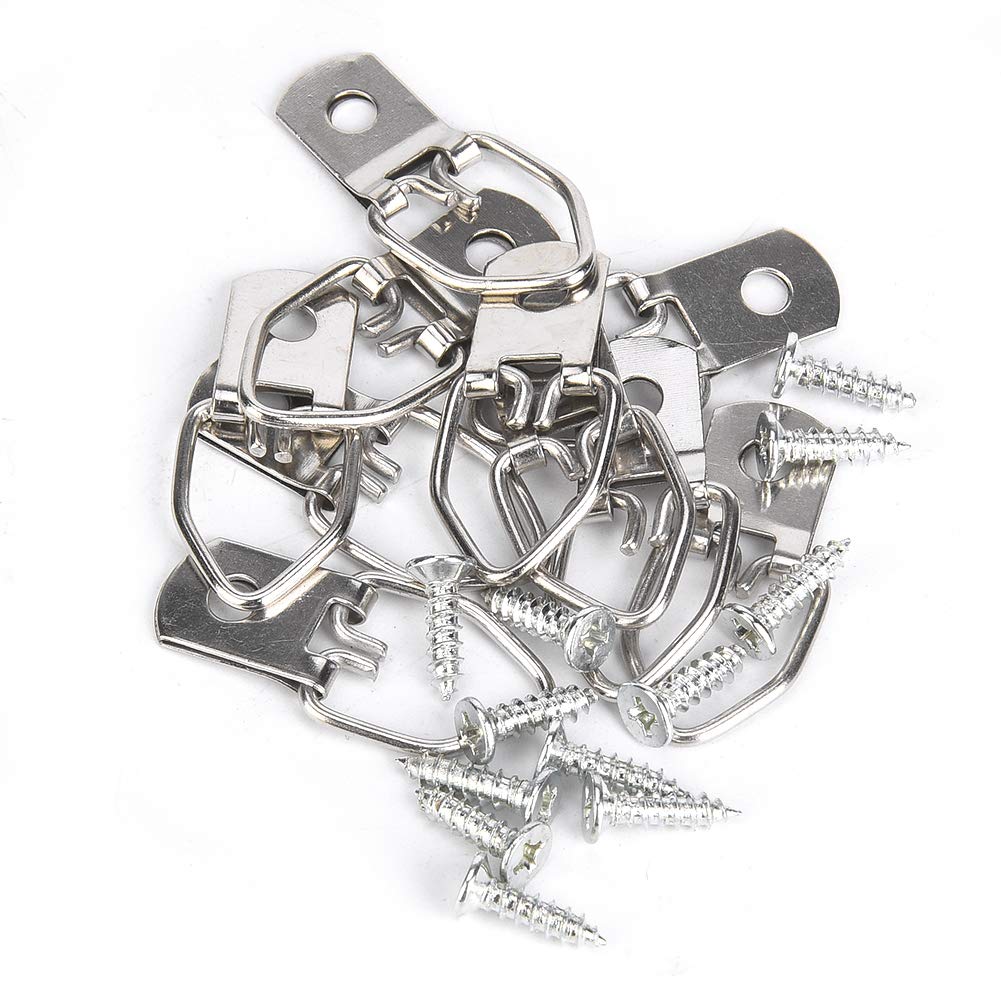 50 Sets Picture Hangers Kit with Screws, D Ring Picture Hangers Picture Frames Double Holes Clasp Picture Hanging Hardware Picture Hooks Picture Hang Solutions for Clock, Paintings (C)