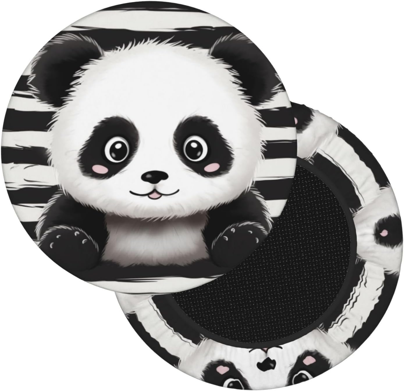 Bar Stool Cover Round Elastic Stool Cushion Covers Black and White Panda Bar Chair Cover Washable Stool Cushion Slipcover Stretch Stool Seat Covers for 12-14 Inch Chair