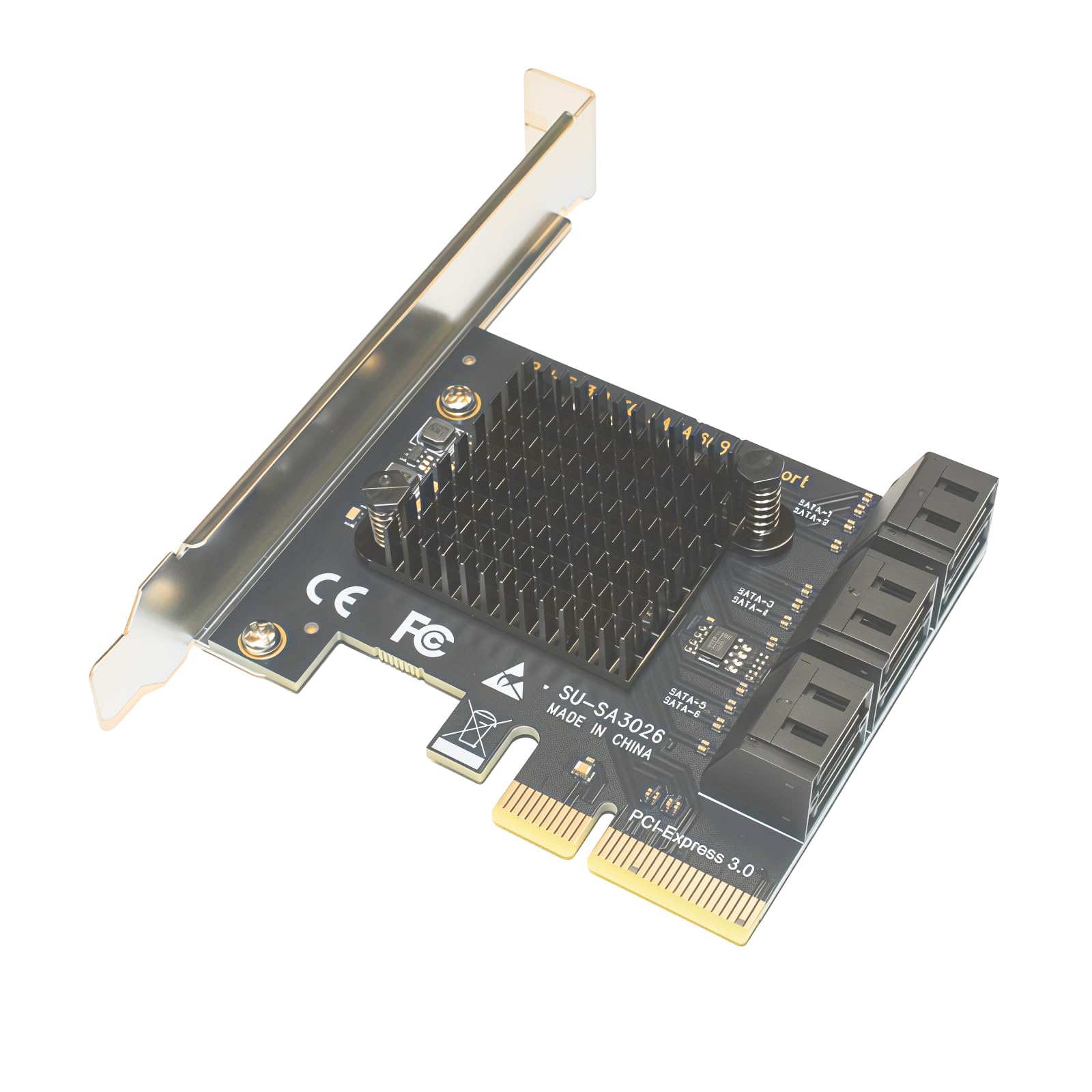 PCIe zu SATA III Erweiterungskarte, 6 Port SATA 3 6Gbps PCI Express 3.0 x4 Controller Karte mit Soft-RAID Unterstützung für Desktop PC & Server