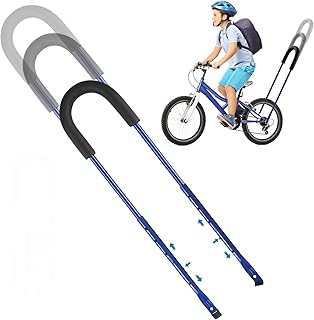 PORFOYO Mango de Entrenamiento para Bicicleta, Barra de Empuje de Equilibrio, Barra de Empuje para Bicicleta para Niños, Mango de Seguridad Antideslizante, Barra de Empuje Universal(Azul)