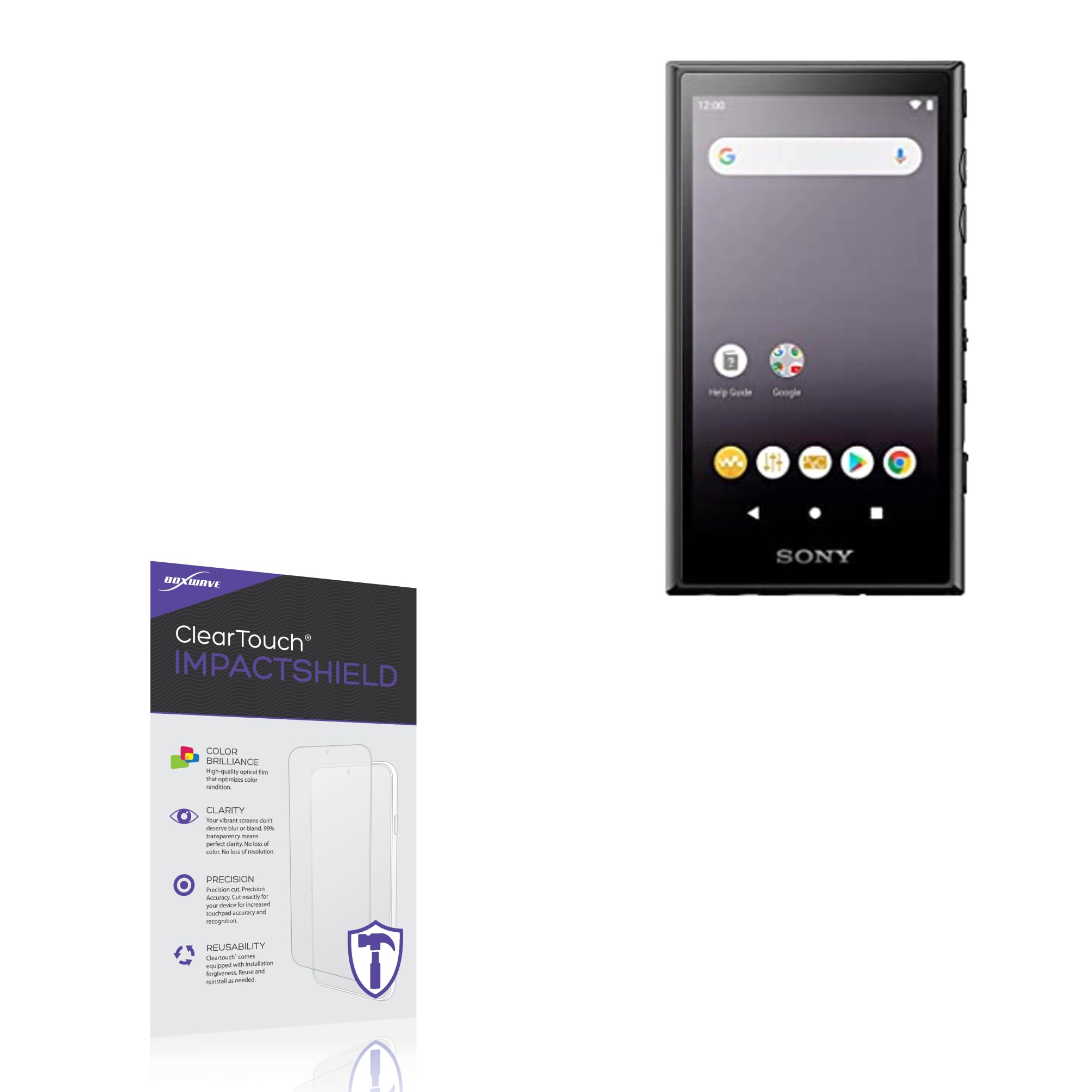 BoxWave Screen Protector Compatible with Sony Walkman NW-A105 - ClearTouch ImpactShield (2-Pack), Impenetrable Screen Protector Flexible Film