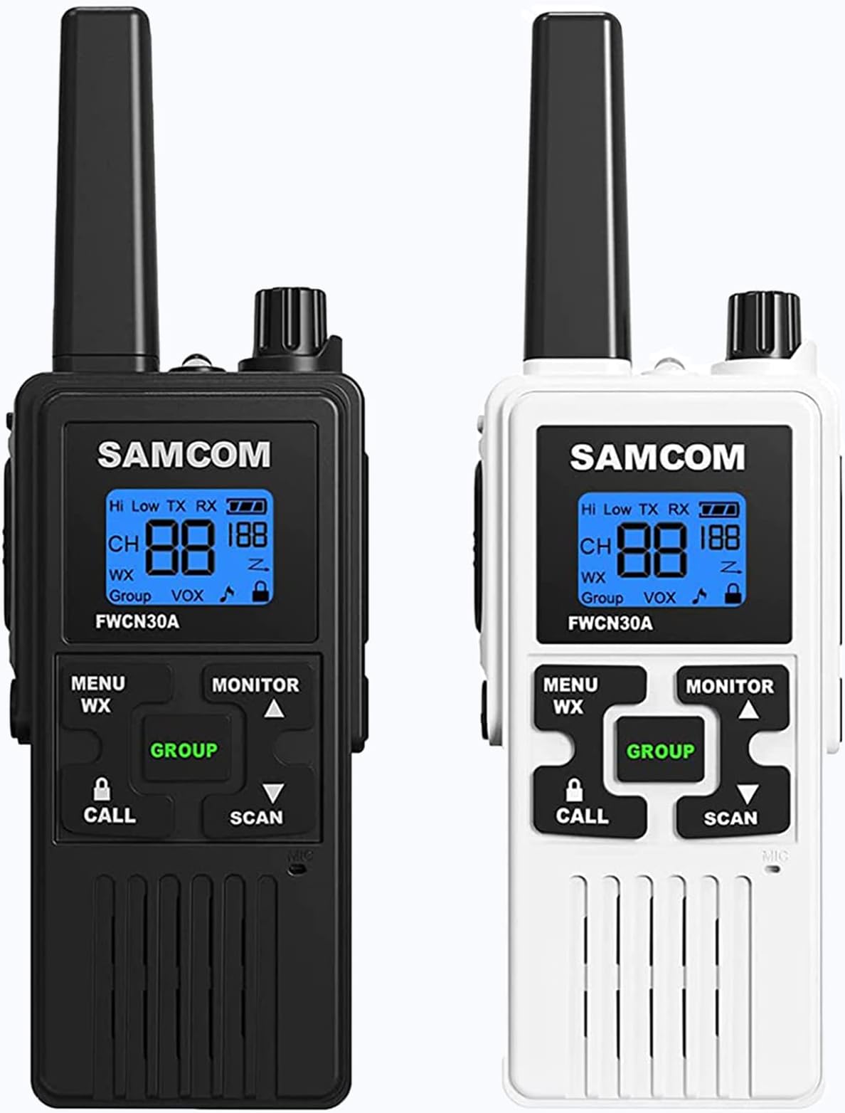 SAMCOM FRS Two Way Radios Rechargeable Walkie Talkies for Adults, 2 Way Radios Long Range 22 Channels VOX Hands Free Emergency Group Call,Portable 1250mAh with USB Charger/NOAA/Flashlight (2 Pack)