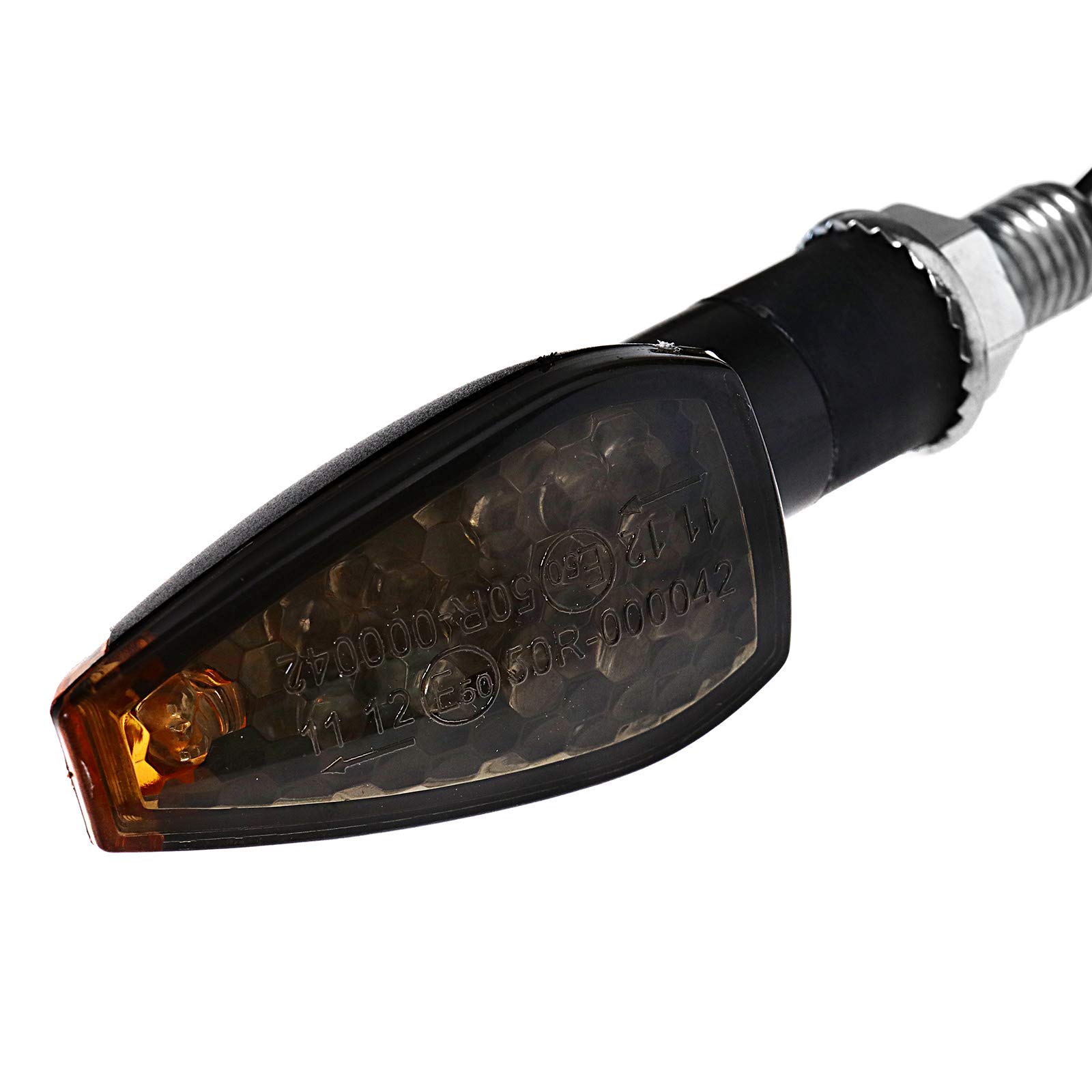 KJJ 4x Universal 12LED Motorcycle Turn Signal Indicators – Chrome, Amber Light, Front/Rear