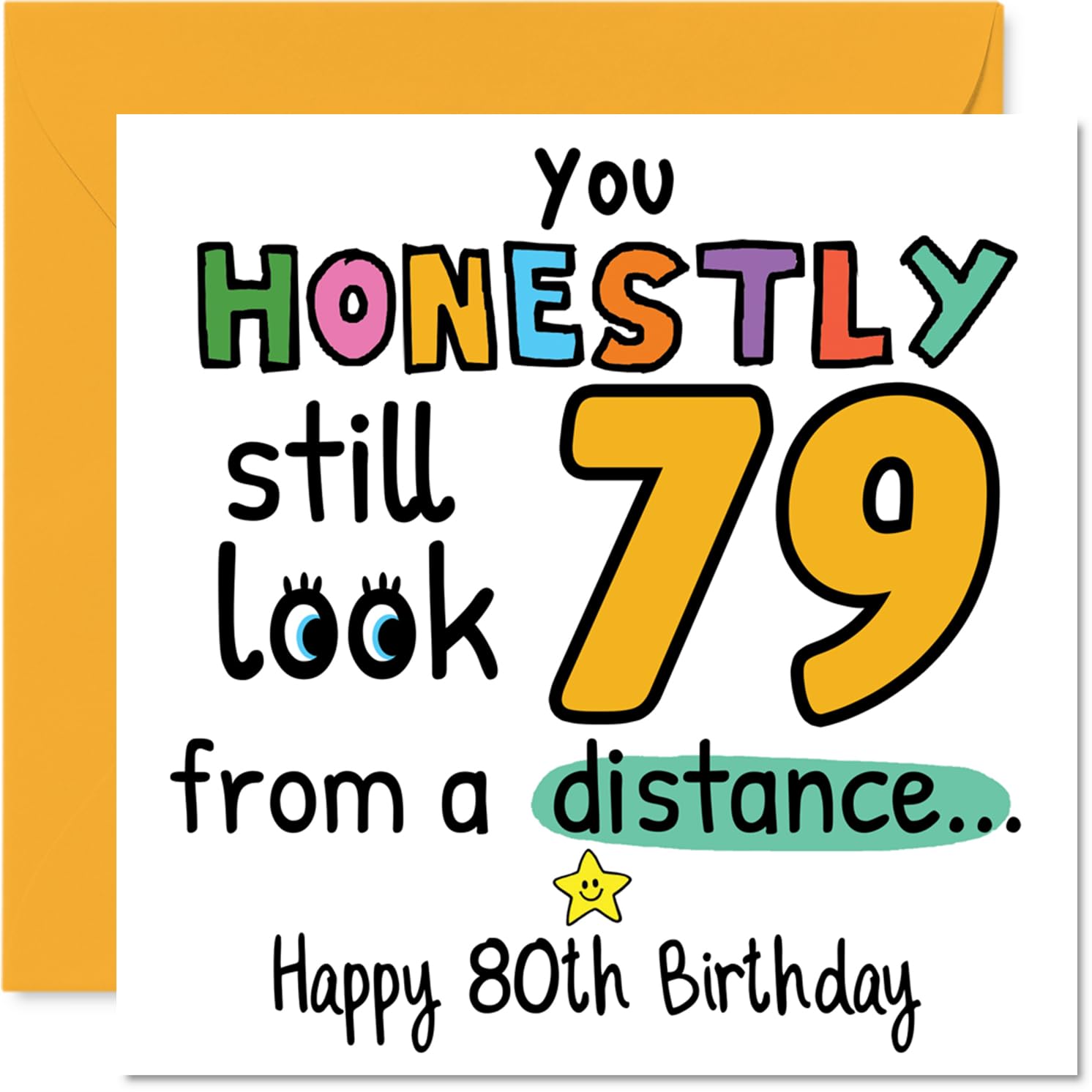 80th Birthday Cards for Women Men - From a Distance - Happy Birthday Card for 80 Year Old Woman Man Nan Uncle Nanny Auntie, 145mm Bday Greeting Cards
