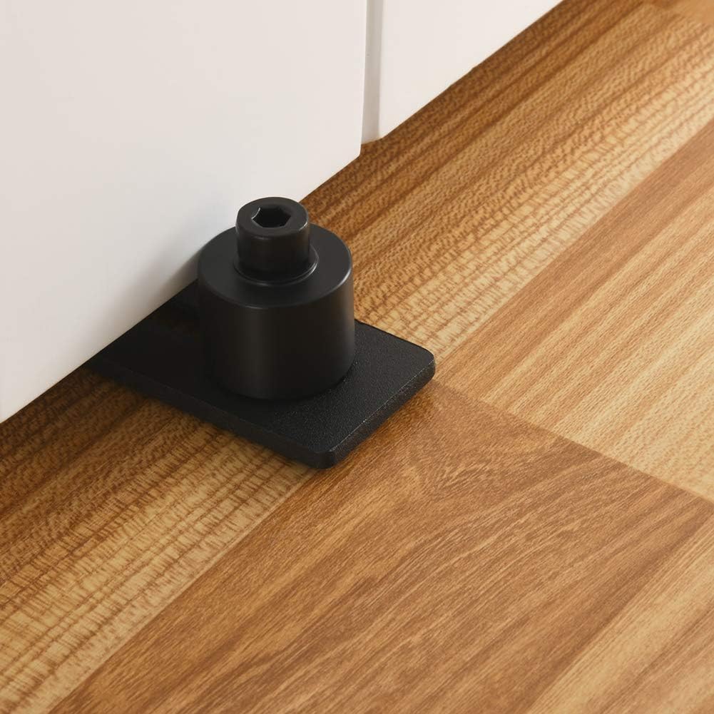 (2020 New) Raswik 4" Sliding Barn Door Floor Bottom Guide Hardware Kit, Rustic Black
