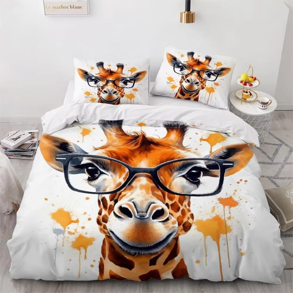 Parure de lit 1 personne motif girafe pour transformer la chambre d'enfant en jungle