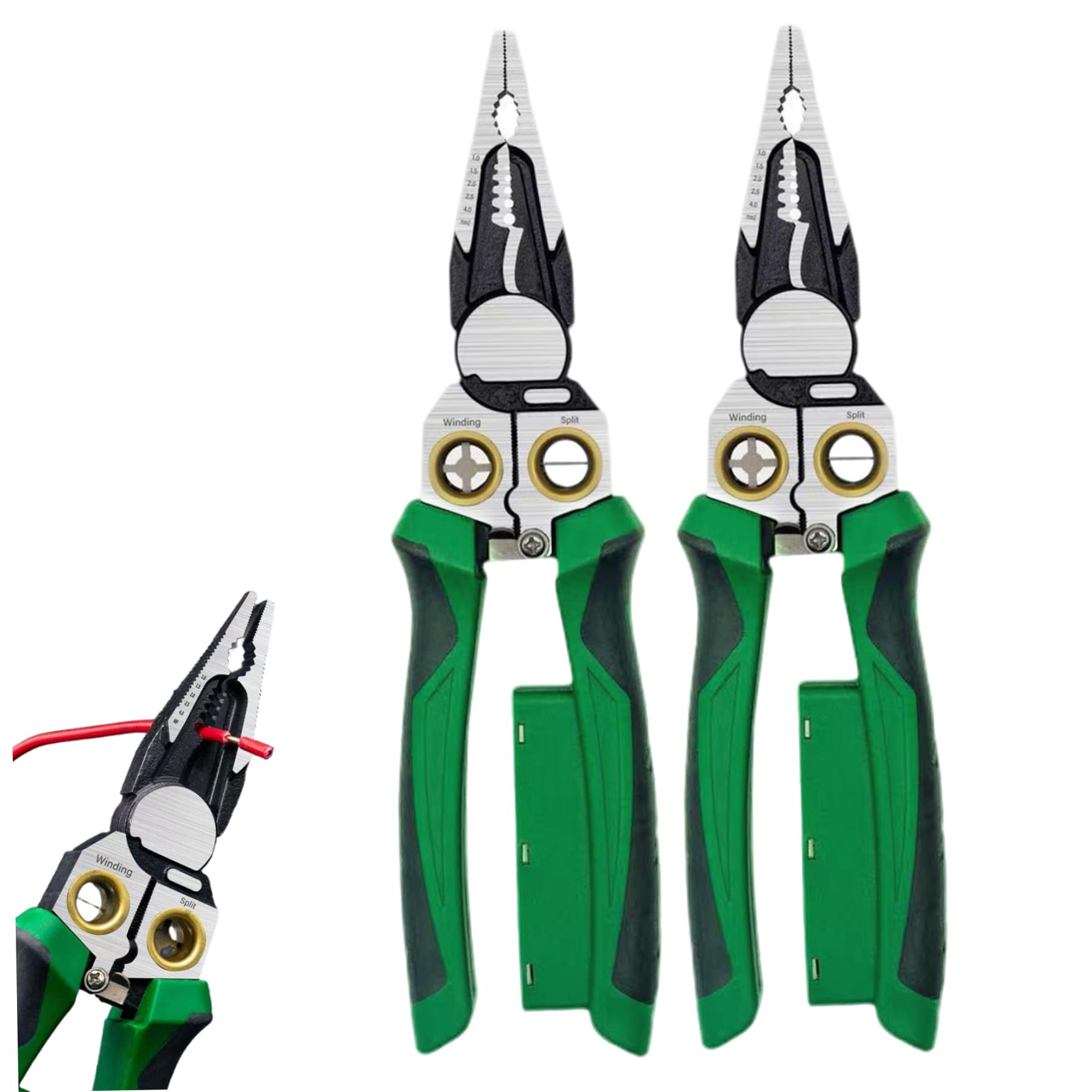 Pelacables 8 en 1 con probador de voltaje, 2 alicates multifuncionales para electricista para pelar, cortar, engarzar y probar voltaje CA/CC (12-250 V).