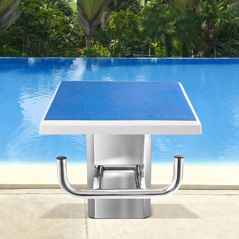 High Load-Bearing Pool Diving Platform, Non-Slip Diving Board with Steel Base, Standard 15° Tilt Swimming Jumping Board for Competition & Training