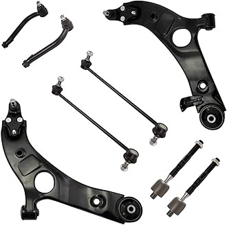 TRQ Front Steering & Suspension Kit Control Arm with Ball Joint Sway Bar Stabilizer Link Tie Rod Compatible with 2013-2018 Hyundai Santa Fe