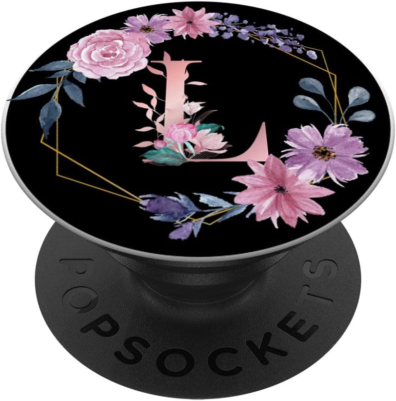 Monogram Personalized Floral Capital L Initial Letter PopSockets PopGrip: Swappable Grip for Phones & Tablets