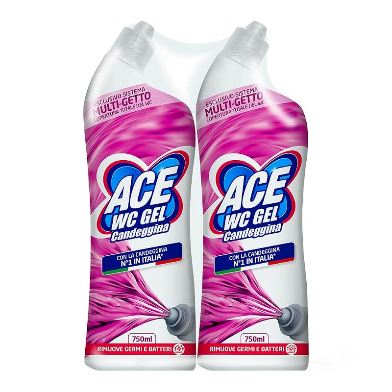 ACE WC Gel Candeggina, bipacco 2×750 mL — copertura totale con sei getti