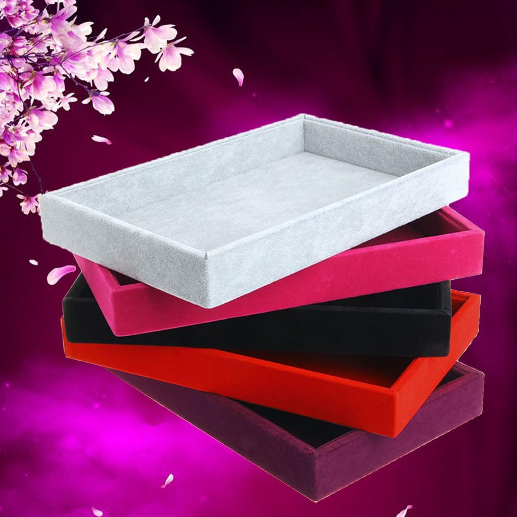 Youngy Stackable Jewelry Trays Inserts Velvet Catch All Jewelry Display Tray Case - Hot Pink