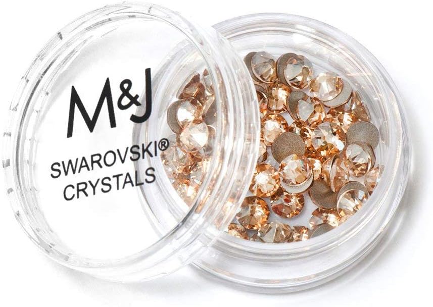M&J Trimming - Swarovski Crystal Hotfix Rhinestones - Heat Set Xirius Crystals w/Adhesive Backing - for Clothes, Fabric, Jewelry & More - Rose Round - SS20 (4.8mm) - 60 Pieces - Crystal Golden Shadow