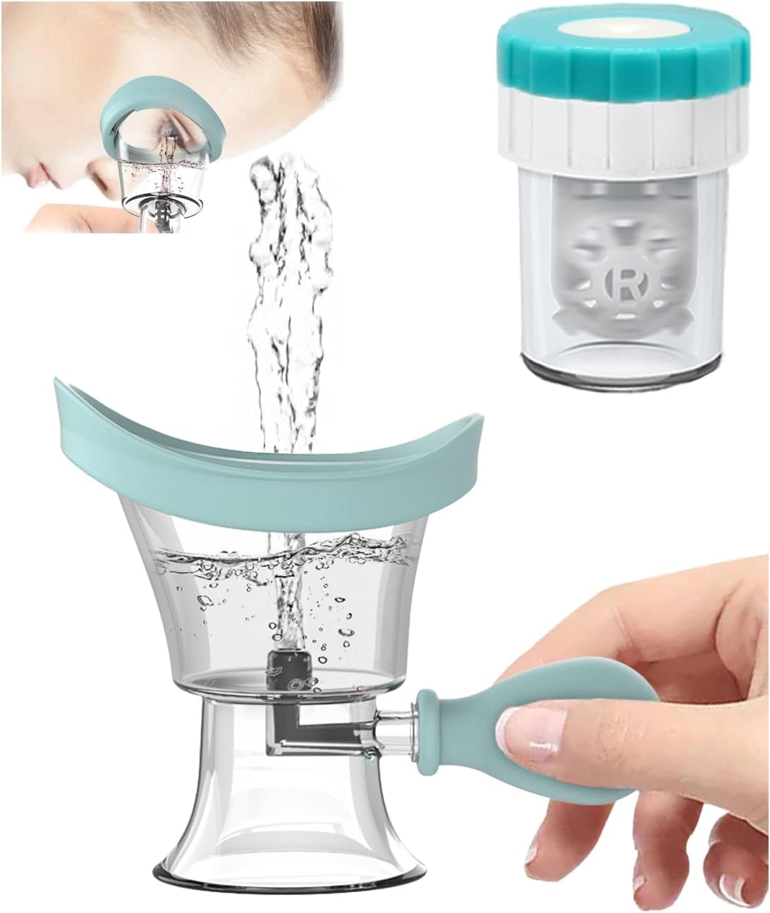 VastsoonEye Wash Cup, Manual Contact Lens Cleaner Case Kit Offering an Effective Solution to Clean Dust and Irritants, for Contact Lens Wearer Soothing Tired Eyes