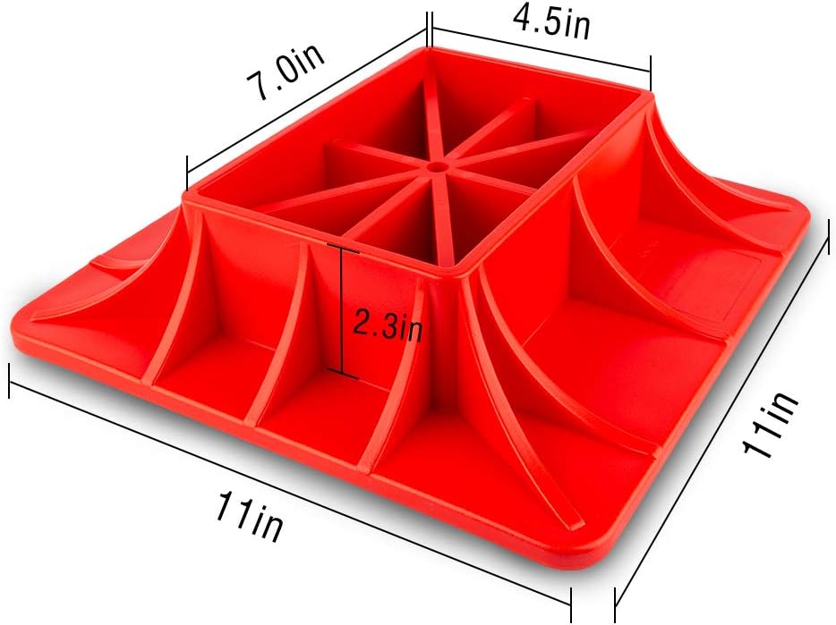 ZESUPER Off-Road Base High Lift Jack Base Plate Compatible with Hi Lift Jack PP Pad to Alleviate Jack Hoisting Sinkage (Red)