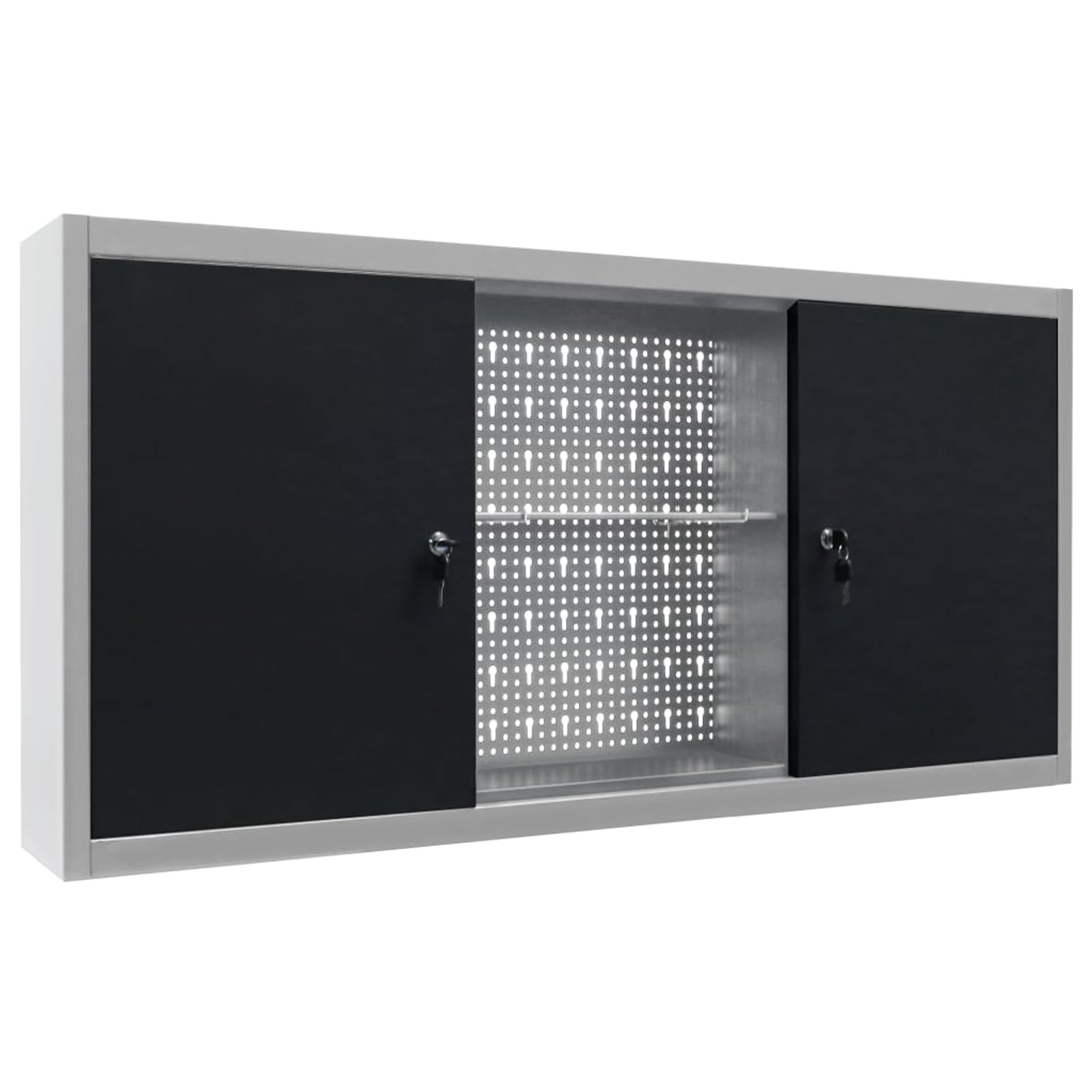 Armario de Herramientas de Pared Industrial Metal Gris y Negro Rangement Atelier