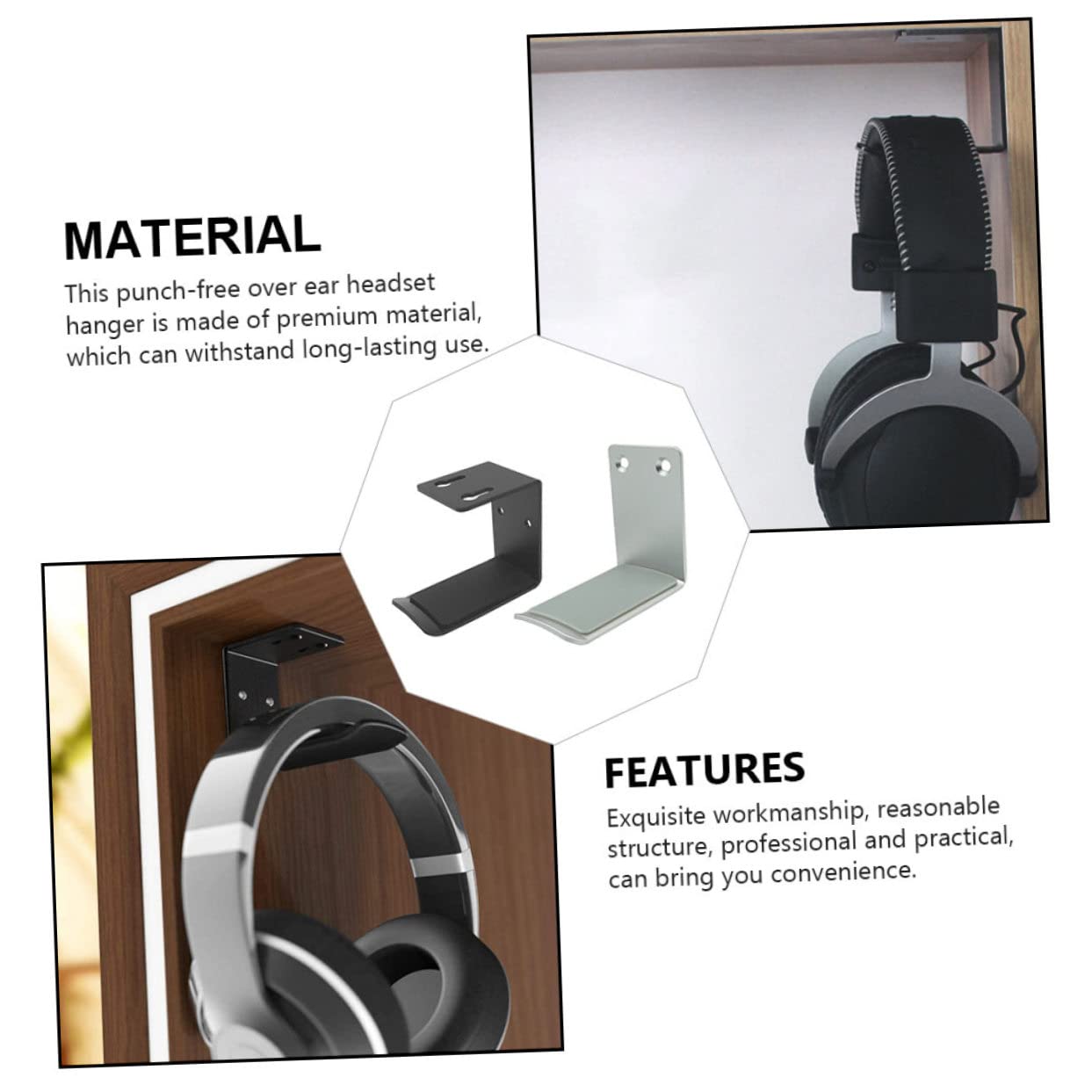Lot De 2 Supports Muraux Pour Casque Blanc - Avec 10 Outils De Nettoyage - Fixation Sans Percer