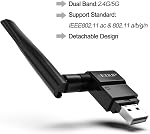 EDUP USB WiFi Adapter Dual Band Wireless Network Adapter 802.11 AC 2.4G/5G USB Wi-Fi Dongle with Extender Antenna Compatible with Windows XP/Vista /7/8.1/10, Mac OS X 10.7-10.15
