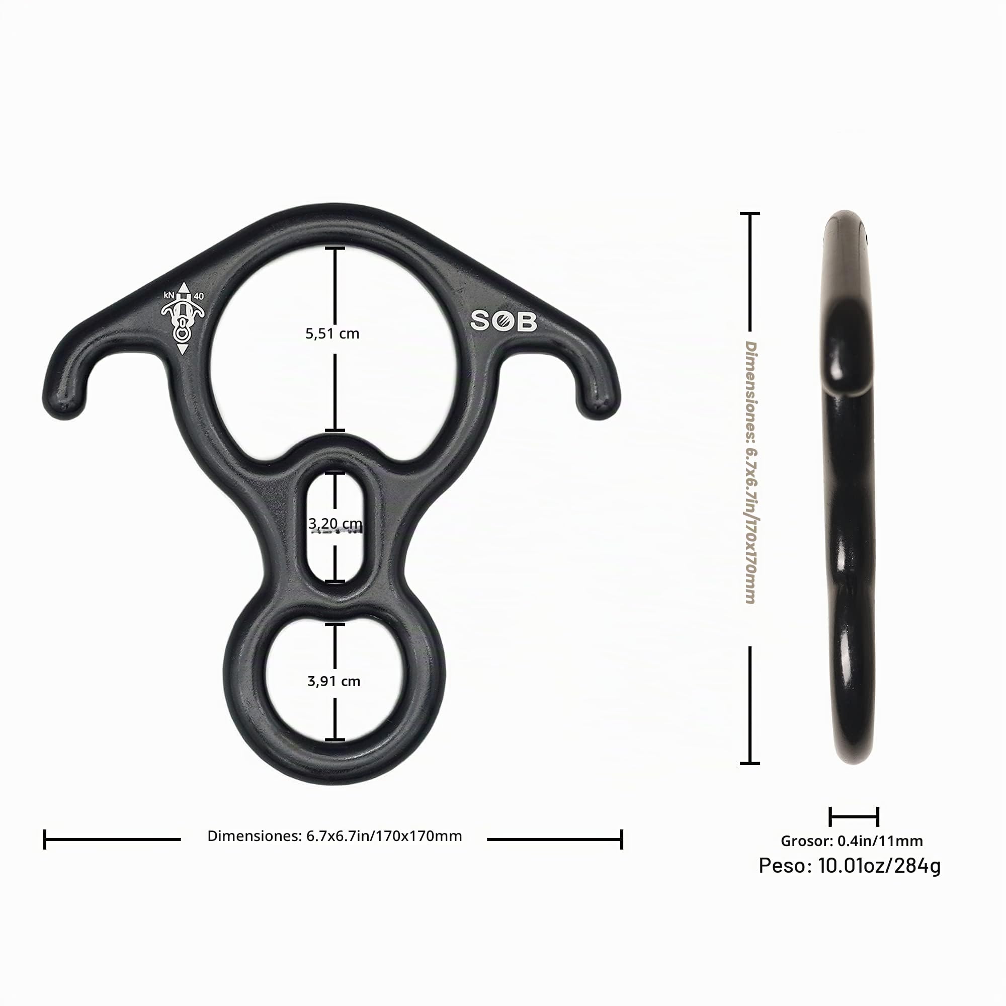 SOB Descensor de Escalada Figura 8 Anillo Cuerda Aleación de Aluminio de magnesio Belay Dispositivo para Montañismo en Roca al Aire Libre Rescate Trabajo Aéreo