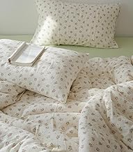 AShanlan Double Muslin Bed Linen 200 x 200 cm Cotton Pink Floral Pattern Bedding Sets Oeko-Tex Certified 1 Duvet Cover and 2 Pillowcases 80 x 80 cm with Zip