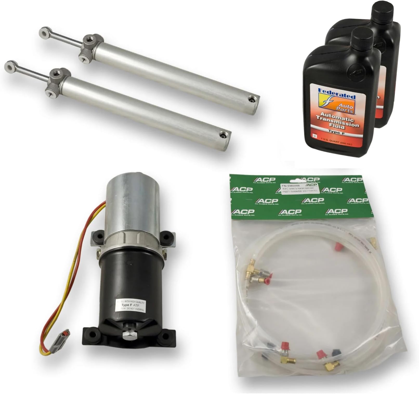 1999-2004 Mustang Convertible Top Cylinders Motor Pump Hoses Lift Kit with Fluid