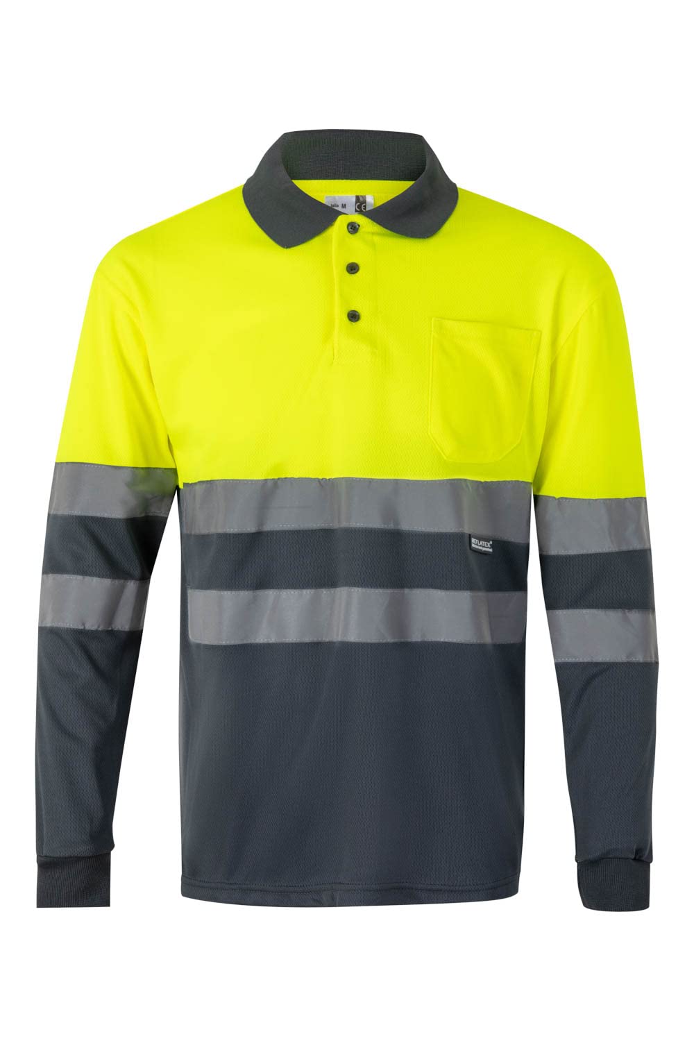 Velilla 175 - Signalshirt, langärmelig (Größe M) Farbe grau und gelb fluoreszierend