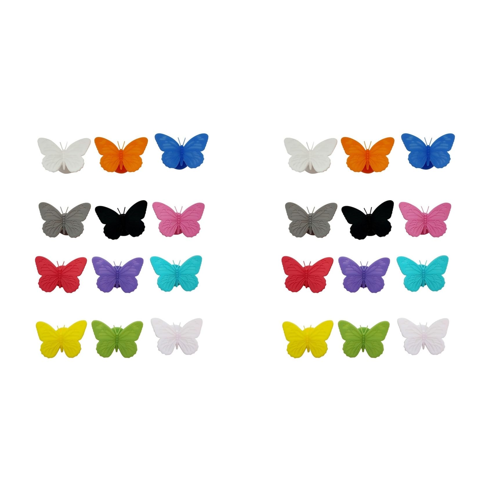 Hndhbfgrt 24Pieces Silicone Wine Glass Charms, 12 Color Reusable Drink Markers, Multi Colored Butterfly Tags Wine Glass Identifier