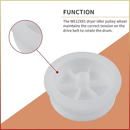Miniatura 3 de WE12X81 - Pieza de repuesto para rueda de polea tensora de secadora compatible con secadores GE