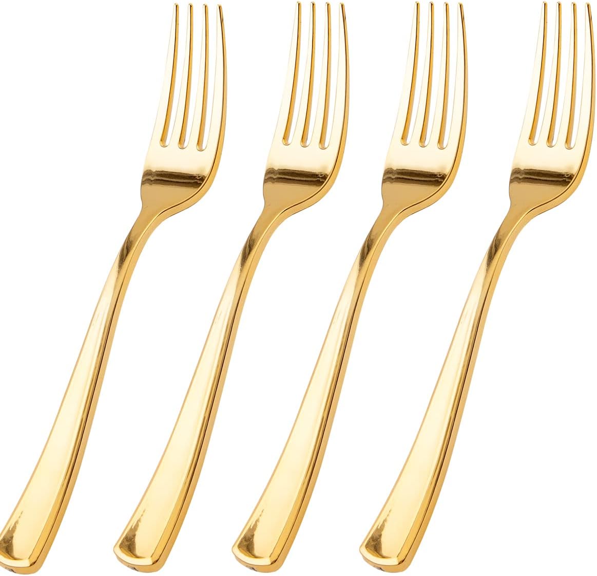 WDF 100 Piece Gold Plastic Forks 7.4inch Gold Forks